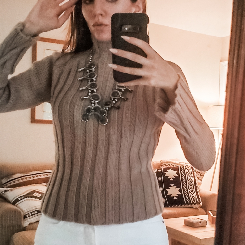 INC tan turtleneck sweater - Picture 3 of 4